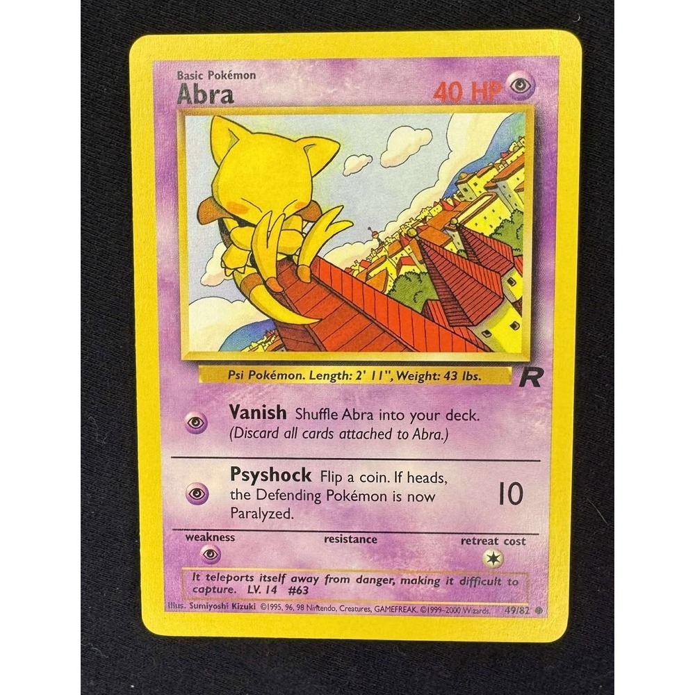 Pokemon team rocket Abra Card 49/82 Base Set 2‎ 1995 rare
